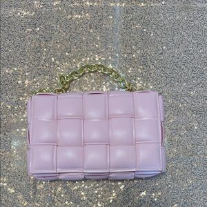 Pink Woven Chain Handle Bag